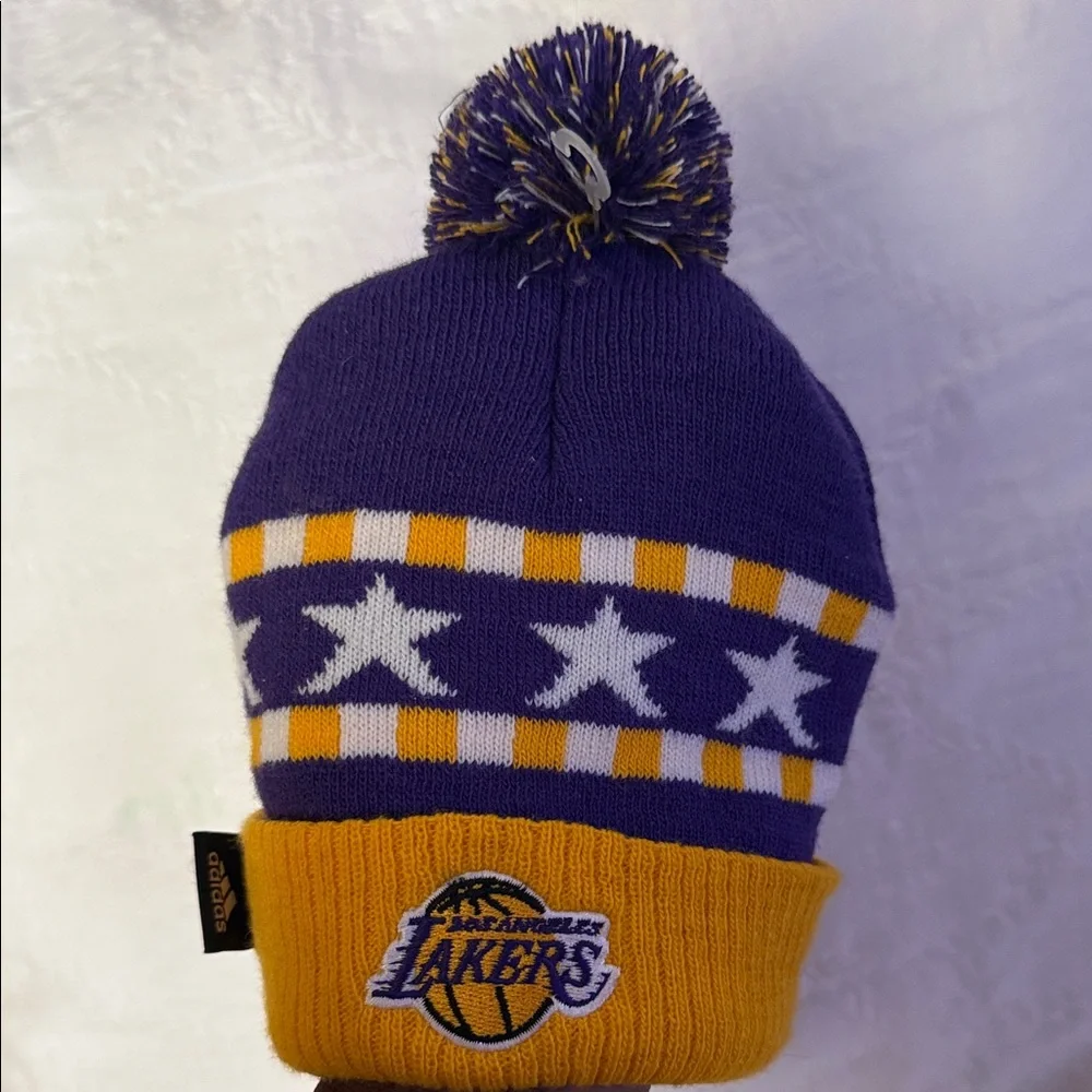 Adidas Kids Purple and Gold Lakers Beanie